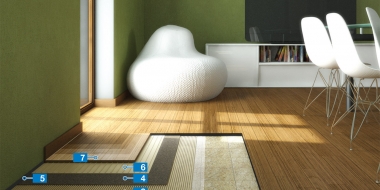 Skaņas izolācijas sistēmas izveide uz esošām terrazzo grīdām